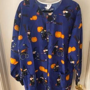 Halloween Themed Blue Orange Scrub